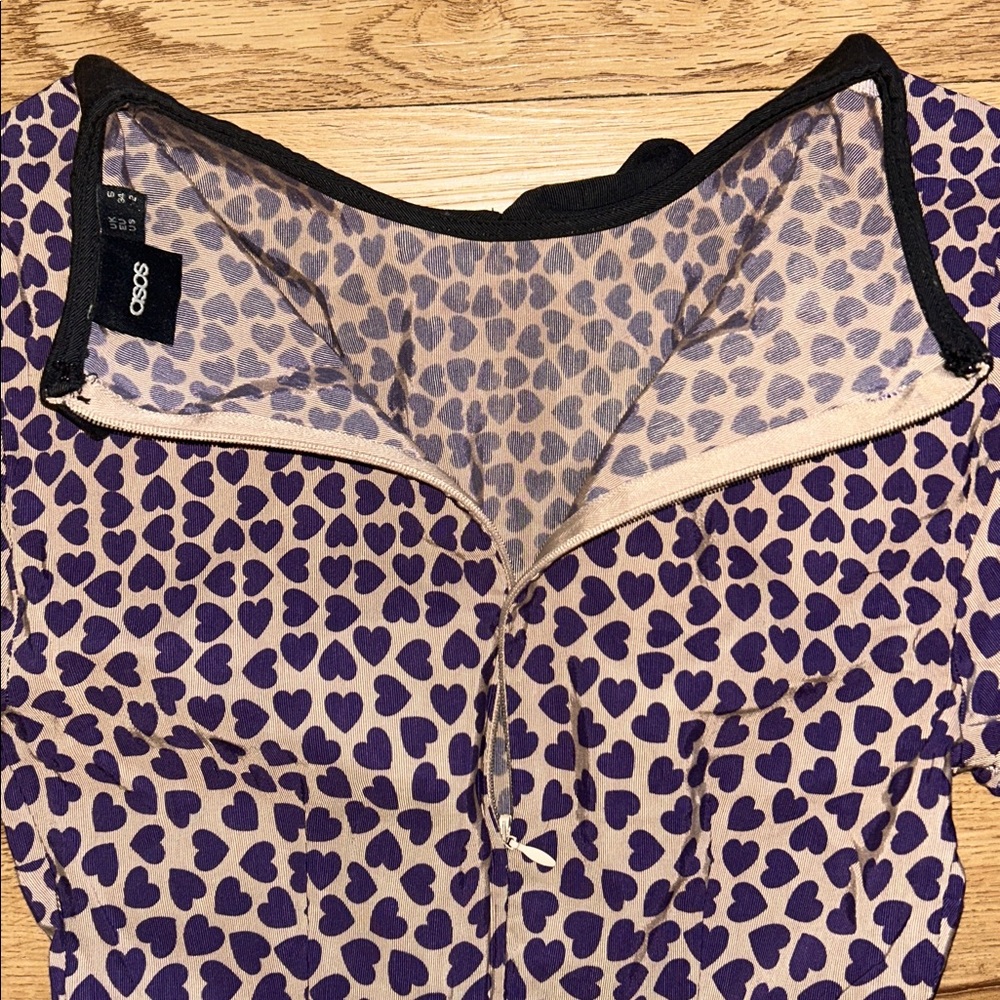 ASOS Purple Heart Dress with Black Collar - Picture 6 of 10